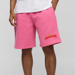 Pantalones cortos de felpa 100% algodón a la moda para hombre, con logo impreso en 3D personalizado, de alta densidad 450GSM, sin cordones. - Product Image 4