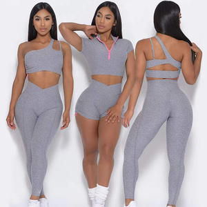 Conjunto de Ropa Deportiva de Pilates para Mujer, 2 Piezas, con Relleno en el Pecho, Colores en Contraste, Transpirable, Personalizable, para Gimnasio y Yoga, con Cierre - Product Image 1