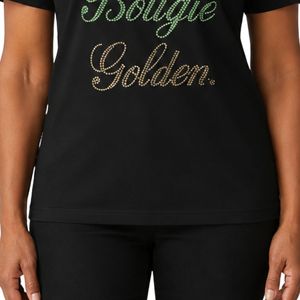 <b>Black</b> Classy Bougie Golden Graphic Tee <b>Women</b> Short Sleeve Casual Cotton <b>Shirt</b> Fashion Letter Print Top Summer Streetwear Apparel - Product Image 5