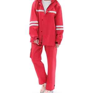 Adult Waterproof Rain Suit Red PU Eco-Friendly Fabric Casual Outdoor Wear for Camping Universal <b>Raincoat</b> Set - Product Image 5