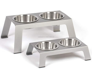 Bols surélevés pour chiens, bols pour chats, mangeoire en aluminium de qualité supérieure avec pieds antidérapants (options courtes 4 pouces, hautes 8 pouces). Acier inoxydable de qualité alimentaire américaine - Product Image 1