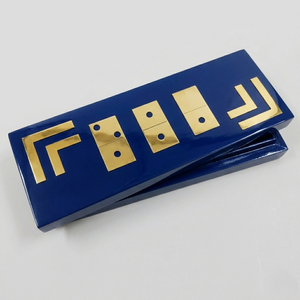 Estuche de Almacenamiento de Dominó de Madera con Acabado en Oliva Hecho a Mano con Diseño Clásico de Fichas de Dominó Negras para Exhibición en el Hogar y la Oficina - Product Image 5