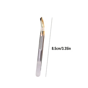 Curved Slanted Tip Gold-Plated Eyebrow Tweezers Luxury Precision Hair <b>Removal</b> <b>Tool</b> Durable Stainless Steel - Product Image 5