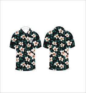 Camisa polo con estampado floral de margaritas en blanco y negro para hombre, camisa de golf informal de verano de manga corta - Product Image 3