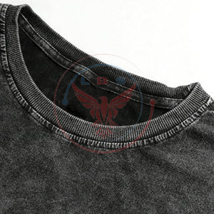 Wholesale High Quality <b>Men</b> Distressed T-Shirts Solid Casual 180 Grams Fleece Short Sleeve Stylish Fashionable <b>Pullover</b> - Product Image 3
