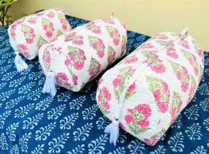 Low Moq Women's Fashion Customized Hand Block Printed Quilted Makeup Bag Cotton Fabric <b>Small</b> and Large MediumToiletry Bag Pouch - Product Image 5