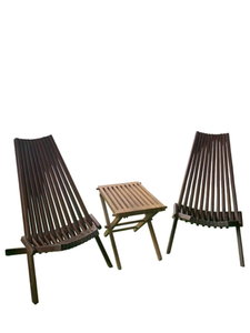 Wooden Slatted Lounge <b>Chair</b> Folding Outdoor Seat Patio Leisure <b>Chair</b> with Side <b>Table</b> - Product Image 1