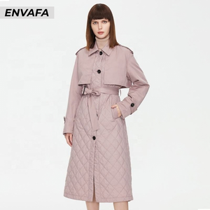 Women's Spring Woven Polyester Trench <b>Coat</b> Padded Long Double Breasted Elegant Casual Button Overcoat Sale - Product Image 3