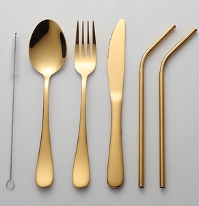 Plain <b>Golden</b> <b>Cutlery</b> <b>Set</b> Elegant Stainless Steel Flatware For Premium Kitchen Dining Accessories And Tableware Use - Product Image 1