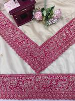 Ensemble de sari en filet brodé avec chemisier, vêtements indiens et pakistanais perlés, pour mariage et festivals