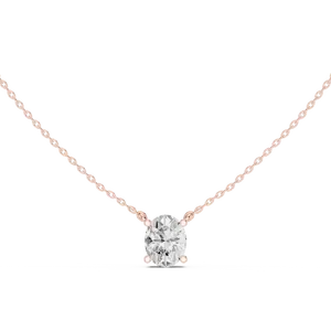Pendentif solitaire en diamant de laboratoire taille ovale, or massif 10K 14K 18K, bijoux fins pour femme, accessoires, cadeau, chaîne incluse - Product Image 3