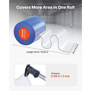 Clear <b>PVC</b> <b>Strip</b> Curtain 50 ft Length X 8 Width Bulk Roll for Walk Freezer Cooler Doorways Supermarket Garage Industrial Doors - Product Image 2