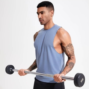 Men's S Sleeveless O-Neck <b>Knitted</b> <b>Tank</b> <b>Top</b> 100% Polyester Breathable Quick Dry Solid Color Casual Fitness Wear - Product Image 4