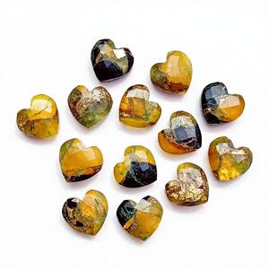 Cuentas de piedras preciosas facetadas en forma de corazón de turquesa Oyster de 10 mm, turquesa Mohave tallada a mano, piedras preciosas sueltas para la fabricación de joyas. - Product Image 1