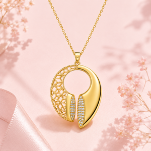 Geometric Circle Pendant <b>Necklace</b> 925 Sterling Silver Gold Plated CZ Pendant for Women - Modern <b>Statement</b> Jewelry Gift - Product Image 3