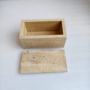 Modern <b>Travertine</b> Stone Free Standing Waterproof Tissue Box Cover Handmade Rectangular Bathroom Organizer Decorative Countertop - Product Image 1
