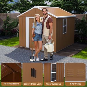 Abri de jardin métallique robuste 6x4, résistant aux intempéries, avec porte verrouillable, fenêtres et ventilation pour cour arrière - Product Image 2