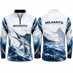 <b>White</b> Custom Men’s Fishing <b>Shirt</b> UPF 50+ UV Protection Quick Dry 100% Polyester Sublimation <b>Long</b> <b>Sleeve</b> Fishing Jersey For Men - Product Image 1