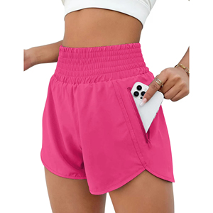 Shorts de sport pour femmes avec poches zippées, taille haute, pour la course à pied, la gym, les entraînements sportifs, shorts de sport élastiques pour femmes - Product Image 3