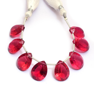 Perles en pierre naturelle de tourmaline rose AAA 12x16mm, forme poire, coupe concave, couleur rubellite, quartz hydro, pierres à facettes, perles lâches pour bijoux - Product Image 5