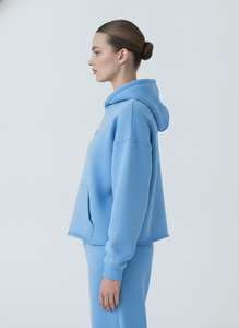 Sweat-shirt à capuche surdimensionné pour femme, couleur unie, logo en relief, en molleton, manches régulières, vêtement d'automne - Product Image 2