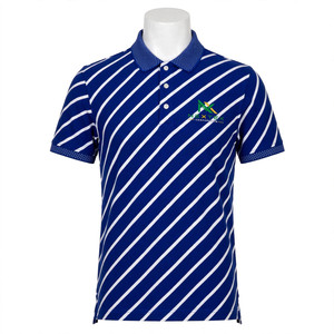 Polo Azul Rey de Alta Calidad, Personalizable, Transpirable, con Rayas Blancas Diagonales, Cuello con Detalles Punteados, Tejido de Piqué de Algodón NEXTEX - Product Image 1