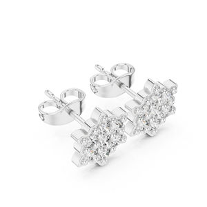 Boucles d'oreilles en or rose 14 carats avec diamant rond cultivé en laboratoire pour un usage quotidien, pour femmes |   Nouveau diamant cultivé - Product Image 6