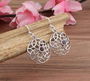 Vintage <b>Red</b> Garnet <b>Drop</b> <b>Earrings</b> 925 Sterling Silver Natural Gemstone Victorian Luxury Wedding Jewelry Women's Wholesale - Product Image 6