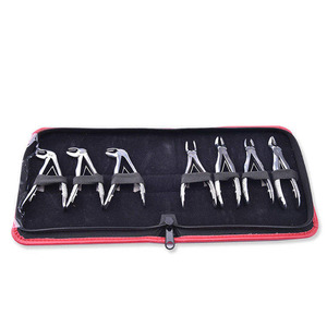 Juego de 7 Pinzas de Extracción Dental Pediátricas de Alta Calidad, Manuales, con Certificación CE, Nuevas, de Acero Inoxidable, con Estuche de Cuero - Product Image 1