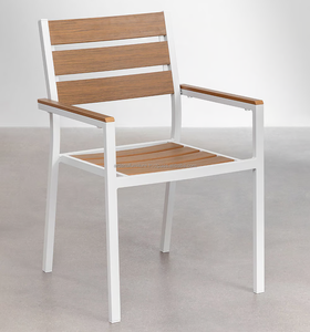 Chaise de salle à manger moderne minimaliste en teck confortable empilable en métal pour les événements extérieurs Restaurant Home Bar Atelier Appartement - Product Image 1