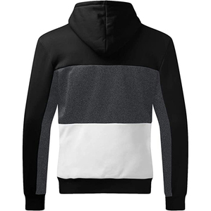 Sweat-shirt à capuche unisexe avec blocs de couleur, coupe classique, en molleton français, décontracté, respirant, pour l'hiver, polyester/coton - Product Image 3