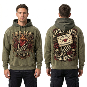 Mens Custom Full Zip Up Hoodie Vintage Wash Streetwear 380GSM Cotton Fleece Relaxed Fit Retro Style Zip Hoodie Manufacturer - Product Image 5