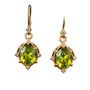 925 boucles d'oreilles en argent Sterling massif pour femmes et filles péridot pierres précieuses mode boucles d'oreilles en argent - Product Image 1