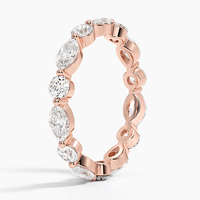 Bague éternelle en argent 925 plaqué or avec moissanite taille marquise, alliance de mariage superposable, cadeau d'anniversaire de luxe, bijoux raffinés