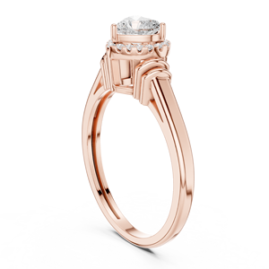 Bague Halo en Moissanite Taille Cœur pour Femme en Acier Inoxydable, Style Art Déco avec Épaule Cannelée, Solitaire et Accent, Bijoux de Mariée - Product Image 2