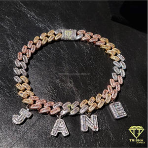 Luxury Custom <b>Name</b> Letter Necklace Iced Out Moissanite Diamond Cuban Link <b>Chain</b> Fashion Hip Hop Jewelry - Product Image 4