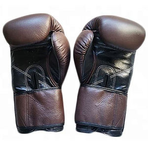 Guantes de boxeo de cuero con cierre de cordones en la muñeca para adultos, equipo de boxeo - Product Image 1