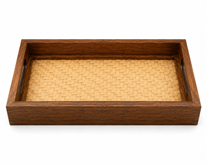 Plateau de service rectangulaire en bambou fait main avec poignées - Product Image 4