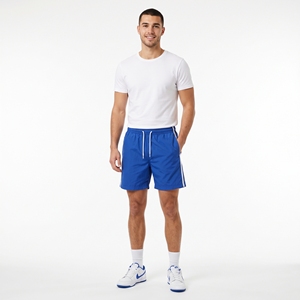 Pantalones Cortos Deportivos Casuales de Verano para Hombre, Tejidos, de Secado Rápido, con Cierre de Cordón, Cintura Media, Franja Lateral, OEM, ODM, Logotipo Personalizado, MOQ Bajo - Product Image 1