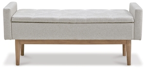 Modern Light Gray Eco-Friendly Adjustable Fabric Bench <b>with</b> Tufted Upholstery Wood Legs <b>Storage</b> Ottoman - Product Image 3