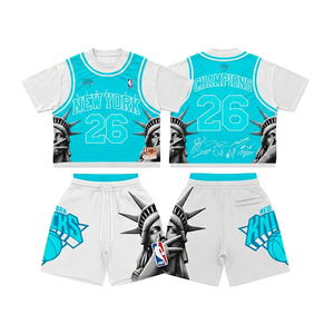 Ensemble T-shirt et short pour homme 2026, col rond, coton marron, tenue décontractée d'été, motif imprimé Hustle Only - Product Image 3