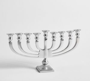 Handcrafted <b>Silver</b> Metal Menorah Traditional Hammered Texture Jewish Hanukkah Decorative Home Accent - Product Image 4