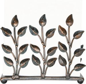 Porte-serviettes en bronze vertical en métal décoratif en forme de feuille, distributeur de serviettes en papier, support de table pour cocktails, organiseur de salle à manger - Product Image 3