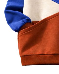 Custom Manufacturer Blue And <b>Rust</b> Women Color Block Sweatshirt Casual Crew Neck Pullover Winter Oversized Custom Streetwear <b>Top</b> - Product Image 6