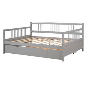 Set Letto per Bambini in Legno Grigio con Divano Letto Matrimoniale e Letto Estraibile Singolo - Product Image 5
