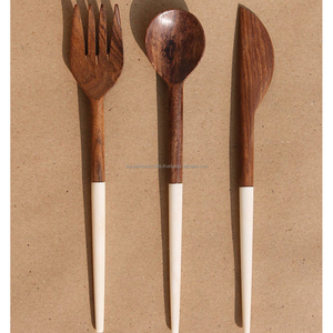 Espátulas de madera Cucharones de cocina Utensilios Mango de madera de acacia Cuchara de bambú Utensilio de cocina de madera de la India - Product Image 6