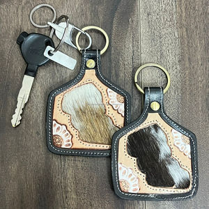 Manufacturer Wholesale Genuine Cowhide <b>Leather</b> <b>Keychain</b> Holder Hand Tooled Floral Design Rustic Key Ring Accessory for Unisex - Product Image 5