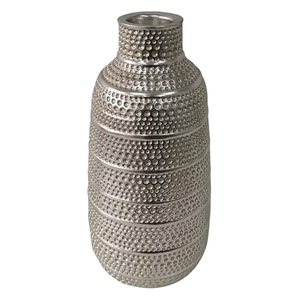 Vase à fleurs en aluminium doré artisanal de luxe, décor de table moderne texturé ondulé métallique pour salon et mariage - Product Image 3