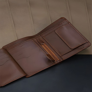 Genuine Cowhide Leather <b>Trifold</b> <b>Wallet</b> <b>Men</b> Luxury ID Window Zipper Purse Short Male Clutch Coin Pocket Card Holder Wholesale - Product Image 6