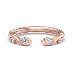 luxury rose gold marquise cut diamond open cuff ring wave <b>wrap</b> adjustable band minimalist stackable fashion jewelry for women - Product Image 4